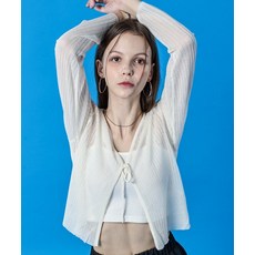 KOLEAT 시스루 쿨링 여름 리본 끈 스트랩 가디건 [아이보리] KGL.