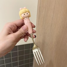 316不銹鋼卡通小湯勺叉子可愛勺子日式兒童湯匙喝湯勺子, 1個, 如圖所示244, 粉色叉子