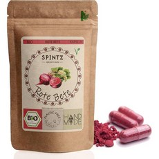 SPINTZ 스핀츠® 360 유기농 비트루트 캡슐 - 고용량 캡슐당 720mg 파우더 재배 비건 지속 가능하고 플라스틱 없는 포장, 155 g (1er Pack), 1개