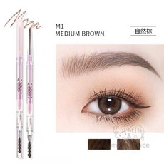 FLORTTE 心情研究所系列細緻眉筆 雙頭旋轉眉筆 1mm超細筆芯, M1# 自然棕, 1個