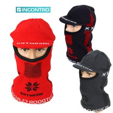 인콘트로 캡두건 챙 바라클라바 멀투건 방한용품 마스크, 레드, 1개