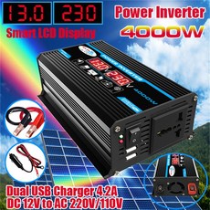 USB 포트가 있는 4000W 전력 캠핑 자동차 사인파 110V 태양광 12V 가정용 인버터 220V 순수 RV 디스플레이용 LED, bla 220V