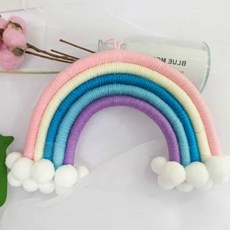 마크라메 무지개 모빌 인테리어용품, 1-무지개장식-핑크