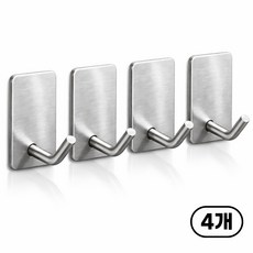 모아룬 다용도 스텐304 접착식 고리형 후크, 실버, 4개