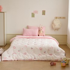 모던하우스 마미허그 소프트워싱 극세사 차렵이불, 스윗버니 핑크