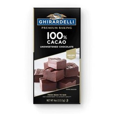 GHIRARDELLI 프리미엄 100% 카카오 무가당 초콜릿 베이킹 바 113.(4온스)