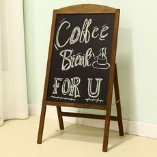 Shark家具 實木支架立式黑板 店鋪門口商用餐廳展示廣告牌手寫菜單立牌, 咖啡色款/立式黑板（免安裝落地）,黑板30*40cm, 1個