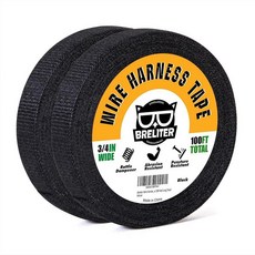 Breliter 와이어 하네스 테이프 - 2팩 고온 배선 하네스 자체 접착 자동 전기 케이블 고정 테이프 소음 감쇠 보호 절연 테이프 - 너비 1.9cm(3/4인치) 길이 총, 3/4inch*2pack