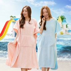 웰아로하 입는 비치타올 럭키 버니 망토 후드 / 어른 성인 비치가운 샤워가운 스포츠타올, 어른용 블루, 어른용 블루