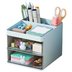 책상 문구류 보관대용 연필 홀더 - 직장 교실 가정용 욕실 세면대용 책상 펜 보관함 화장실 스튜디오 스터디룸 주방, Blue