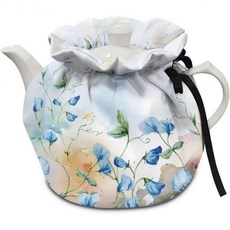 장미 프린트 티 코지 주방 티포트 먼지 커버 아침 식사 워머 액세서리 가정용 테이블 장식 커지 호텔 레스토랑 티파티용, 파란 꽃 1