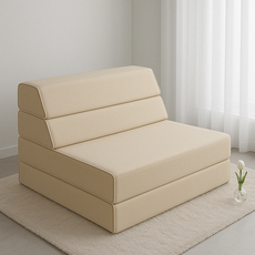 나가다 접이식 소파베드 4단 소파침대 레자 인조가죽 매트리스 1인용 2인용, 레자 베이지