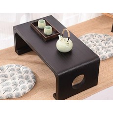 티테이블 원목 좌식 소파테이블 다다미 레트로 찻상 좌탁 빈티지, 차콜 번트 100 x 50x30