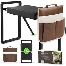 바다처럼 접을 수 있는 정원 무릎 꿇기 및 좌석 미끄럼 방지 벤치 두꺼운 부드러운 패드 헤비 듀티 정원용 의자 도구 가방 여성용 선물(장갑 미착용), Black