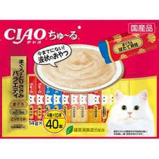 CIAO 啾嚕貓肉泥組合包 日本原廠正品 貓零食 量販包 綜合包 增量 20入 40入, 14g, 40個, 鮪魚雞肉