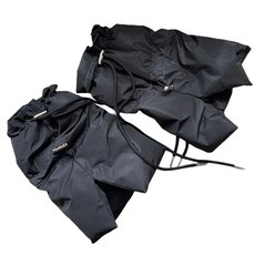 실내 옥외용 누빔 스플릿 퍼퍼 양말 커버용 패딩 처리된 졸라매는 끈 다리 워머, 블랙 쇼트 스타일