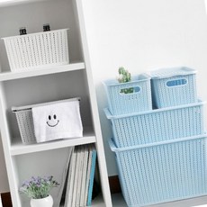 파스텔 리빙박스 수납박스 장난감 의류 서류 다용도 소형, 스티치뚜껑바스켓 S아이보리, 1개