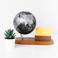 【SkyGlobe】5吋黑海銀陸英文地球儀名片底座《屋外生活》
