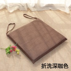 DFMEI 四季亞麻坐墊椅墊棉麻坐墊居家餐椅坐墊學生墊辦公椅綁帶防滑坐墊, 拆洗咖啡色