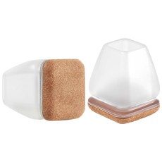 HGA 투명 의자발캡 원형/ 정사각형 4세대 식탁 발 커버 소음 방지 기울어진 의자 다리, 갈색, 사각형 16P