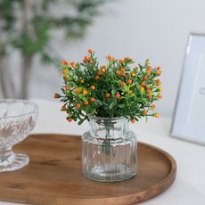 이쁜 열매조화 인테리어용 조화 화분 17cm (DIY) 여름 테이블 장식 꾸미기 소품 그린플랜트, 1개, 오렌지열매_유리화병
