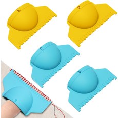 4 PCS 2mm 두께의 바늘 구멍 저항 엄지 가이드 자 솔기 마감 실리콘 확장 가능한 반원형 사이즈 작은 손가락 3mm큰 4mm 가장자리 스티치 잠금 및 재봉 게이지 2가지 색상