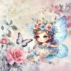 TS 童話0013- 蝶谷巴特餐巾紙/藝術紙 Decoupage napkins/art paper，精美圖案，餐桌裝飾，藝術創作, 1個, 22.5x22.5