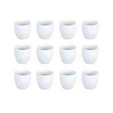 JapanBargain 일본 바겐 2724 사케 컵 세트 자기 와인 사키 작은 찻잔 전자레인지 및 식기세척기 사용 가능 흰색 12컵, 3, White