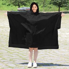 몽크로스 고급 판초우의 레인코트 비옷 남녀공용 캠핑 다회용 우비 빅사이즈, 1개, 블랙
