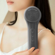 LOMESO 진동클렌저 실리콘 브러시 세안 전동 클렌저 온열 얼굴클렌징기계, 그레이