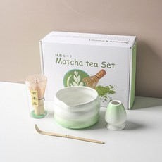 抹茶茶具套裝 茶筅 茶碗 茶刷 抹茶打茶器 日式, 1個, SQ大便碗漸變綠4件套（白彩盒）_其