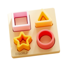 에그차일드 실리콘 도형퍼즐 6~18개월 구강기 아기퍼즐, 레드, 1개