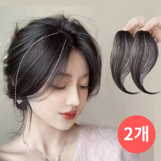 미제르바 청순 옆머리 헤어피스 앞머리 볼륨 가발, 1개, 쿨블랙