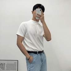 半高領短袖t恤男 韓版潮牌ins 純色 氣質痞帥百搭 港風復古