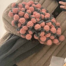 꽃다발담요 뜨게꽃 블랭킷뜨기 빨간 장미꽃 블랭킷 뜨기, 다크그레이+라이트오렌지 40x40