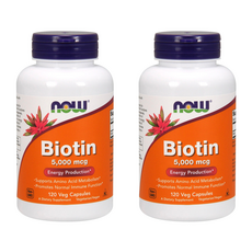 NOW Foods 生物素素食膠囊 5000mcg, 120顆, 2罐
