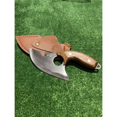 (售完)帶手指孔 屠刀 剔骨刀 切肉刀 開瓶器 切菜刀 烤肉 戶外 露營 半月刀, 1個, 附保護套