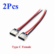 hdmi소켓 2/5Pcs 마이크로 USB Type-C 2Pin 수평/수직 2P 단순 납땜 남성 플러그인 보드 빠른 충전 커넥터, 06 2pcs Type C Female