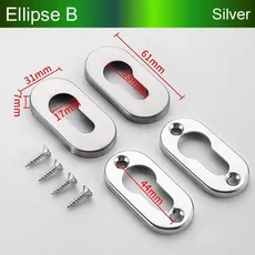 원형 잠금 실린더 커버 304 스테인리스 키홀 블랙 골드 도난 방지 액세서리 32mm, 08 Ellipse B silver