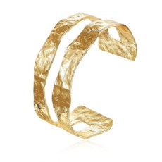 ECLATIS YOVORO 여성 18k도금 금 도금 커프 디자인 팔찌 오픈 조절 가능한 골드칼라 뱅글 두꺼운 해머드 손목 시원한 얇은 미니멀리스트 팔찌 브라스 보석 없음 3, 18K 골드-C