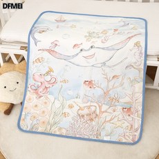 DFMEI 新生嬰兒牀單隔尿墊嬰兒牀防水防滑水洗大尺寸牀墊尿不溼生理期牀, 1個, 夢幻海域局印尿墊