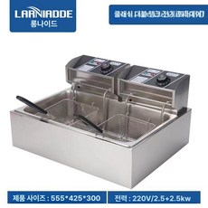 탁상형 전기 튀김기 2구 감자튀김 업소용 전기튀김기 푸드트럭 돈까스 컨벤셔널 오뎅통, 클래식 더블 두꺼운 20L, 기본 색상
