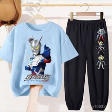 【臺灣-出貨】奧特曼男童短袖T恤套裝夏季2023新款中大童兒童男孩夏裝純棉童裝 D31V