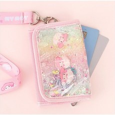산리오 3단지갑 마이멜로디 그라데이션 펄 귀여운 귀여운 패션지갑 캐릭터 미니 지갑