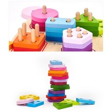 유치원 두뇌발달 원목블럭교구 막대도형쌓기 정서안정, 1개