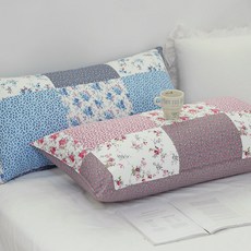 라라패치 30수 광목면100% 대형 등받이 허리쿠션 (솜포함) 국내생산 2인베개 등쿠션 침대헤드 대쿠션, 퍼플