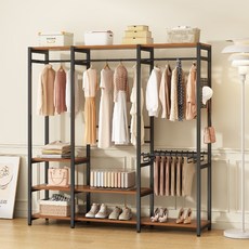 워너픽 철제 스탠드 선반형 드레스룸 시스템 행거, 블랙B