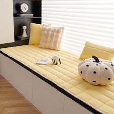 無甲醛加厚飄窗墊窗臺墊，新款輕奢高級四季通用臥室陽臺墊黑色, 望舒-淺黃色（加厚）,60*150cm