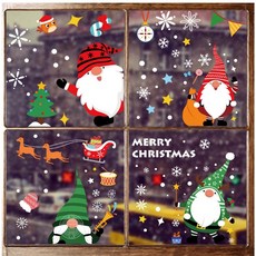 寶貝玩具屋二館 聖誕裝飾貼6張 大份量靜電貼紙 聖誕節佈置DIY裝飾教室場地 聖誕老公公小雪人可愛貼紙