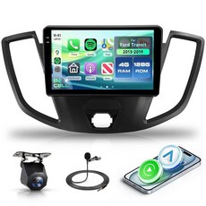 8 코어 6G+128G 안드로이드 15 자동차 스테레오 라디오 포드 트랜짓 2013-2019용 무선 카플레이 오토 9인치 터치 스크린 GPS/블루투스 5.0/FM RDS, 4 Core 4G+128G In-Cell Screen